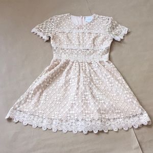 J.O.A. Just One Answer Delicate Lace Dress - Beige - XS